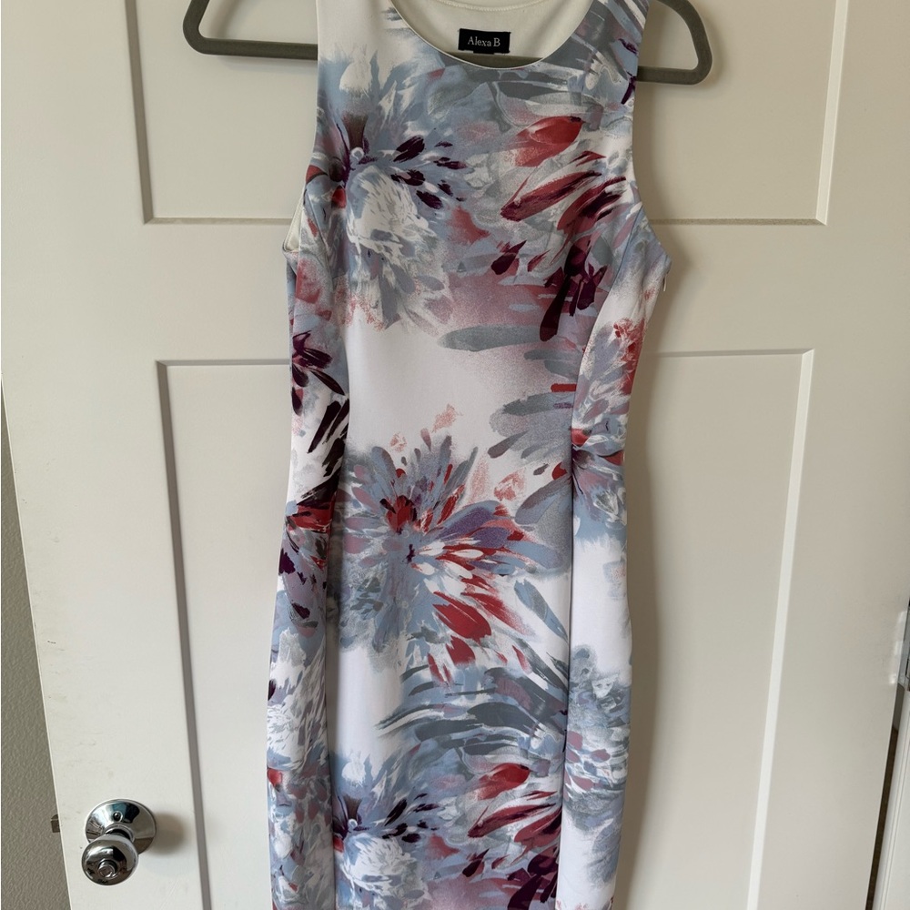 Alexia Admor Red and Gray Sheath Midi Dress Halter Neckline